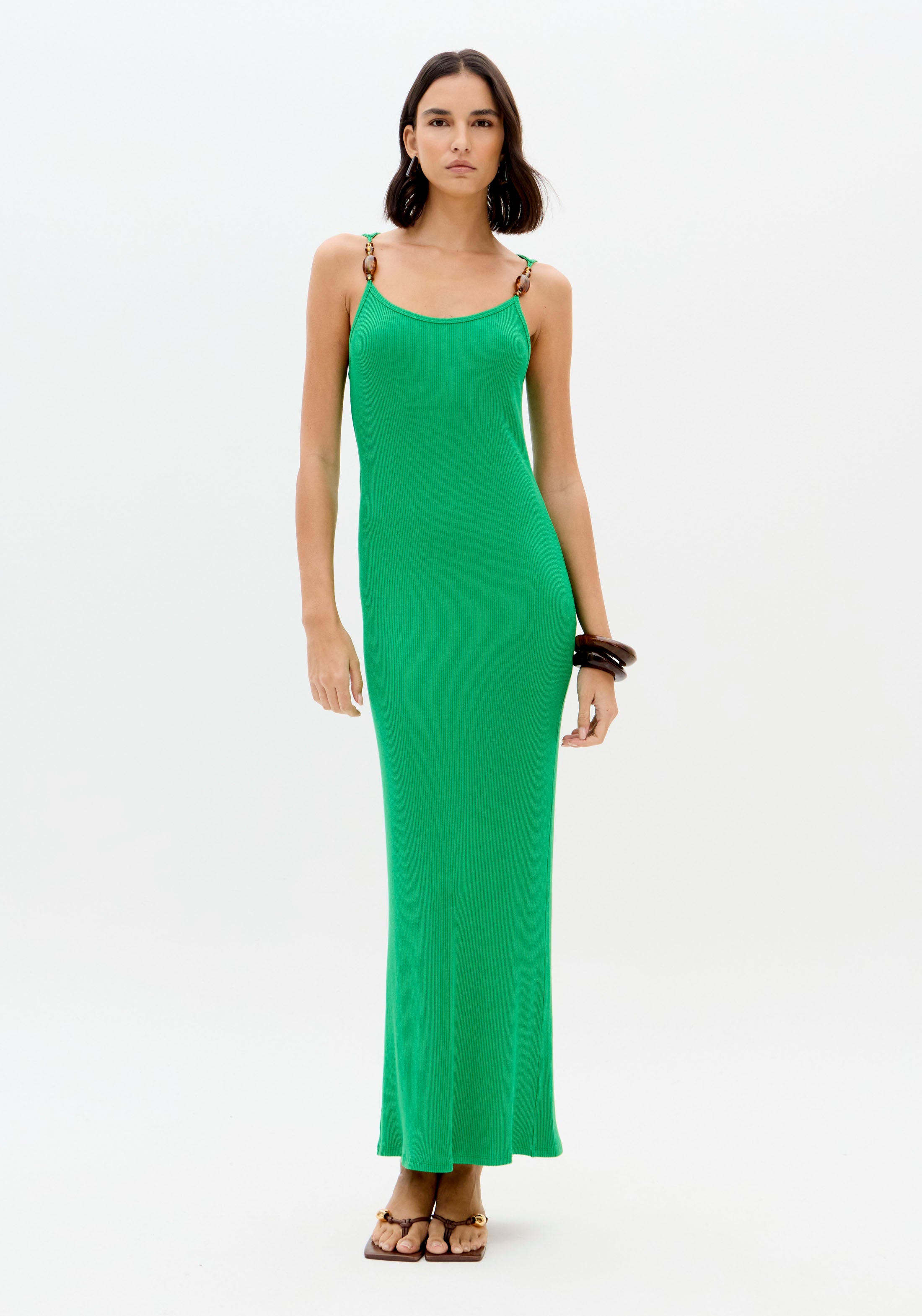 LP Green Ribbed Midi Dress