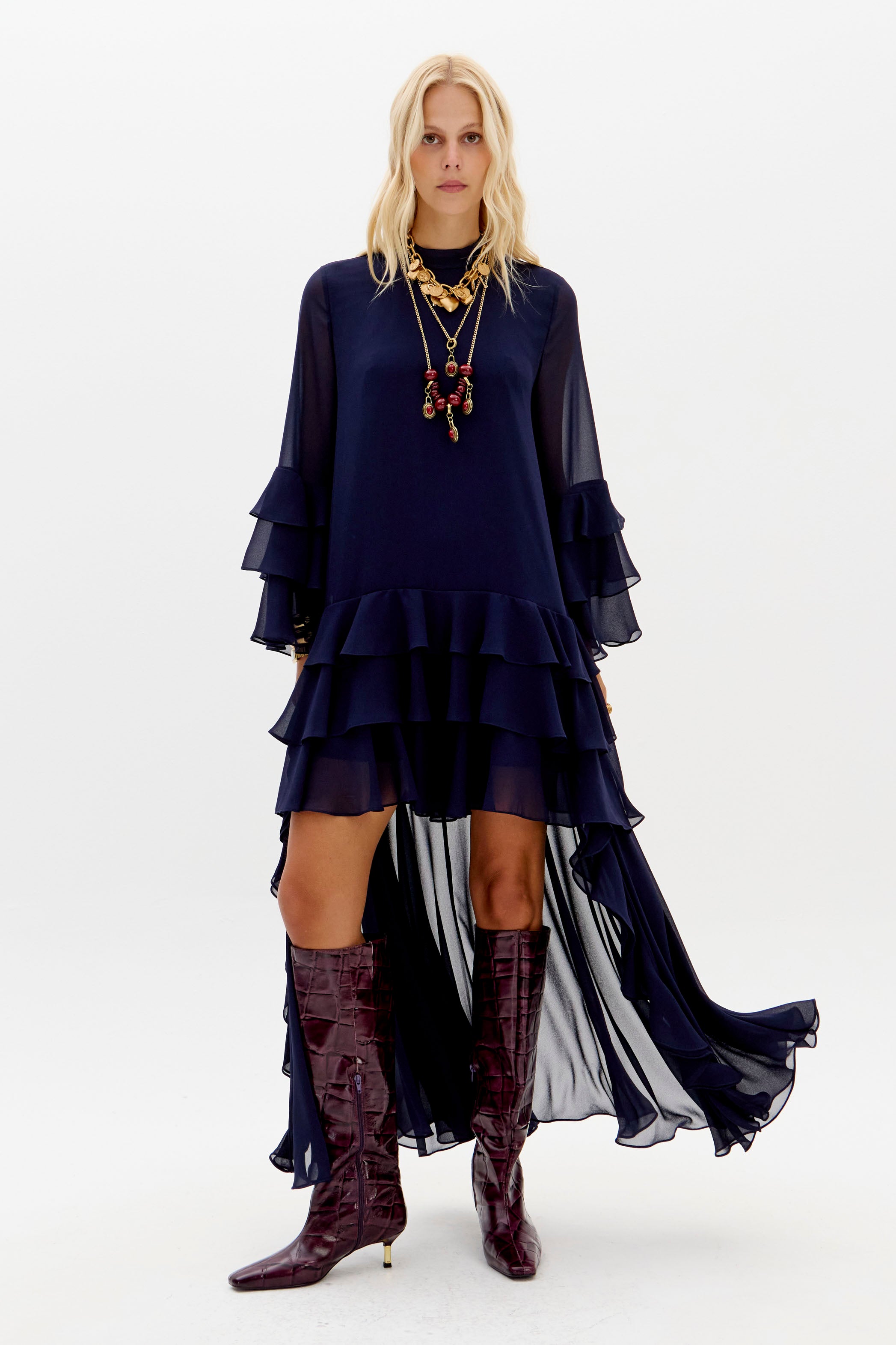 LP Navy Mullet Midi Dress