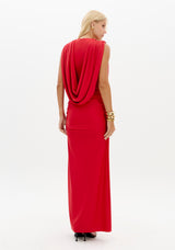 LP Red Midi Dress With Gold Details