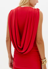 LP Red Midi Dress With Gold Details