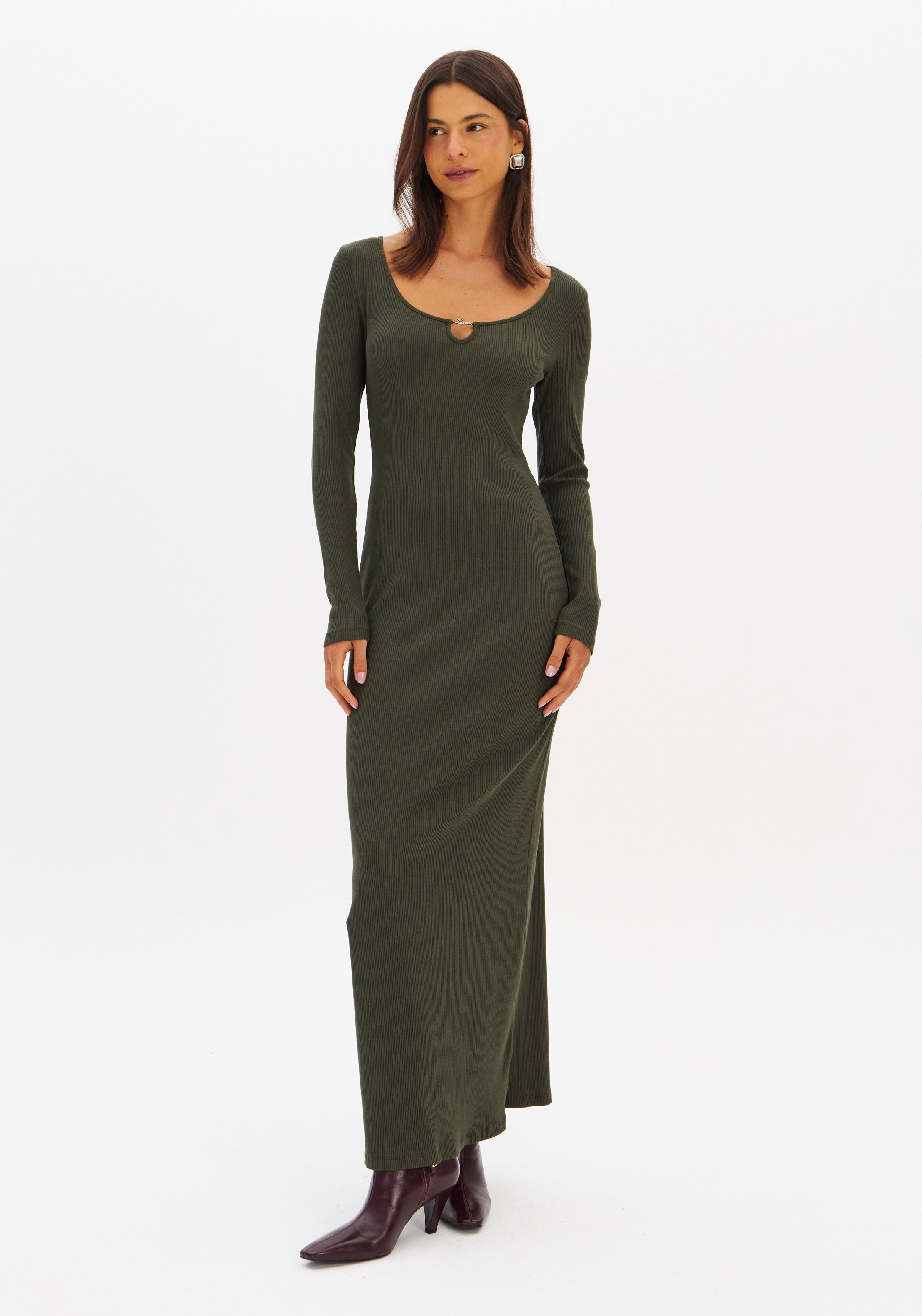 LP Beige Long Sleeve Midi Dress