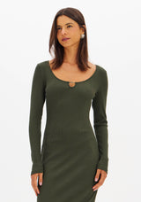 LP Beige Long Sleeve Midi Dress