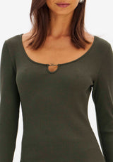 LP Beige Long Sleeve Midi Dress