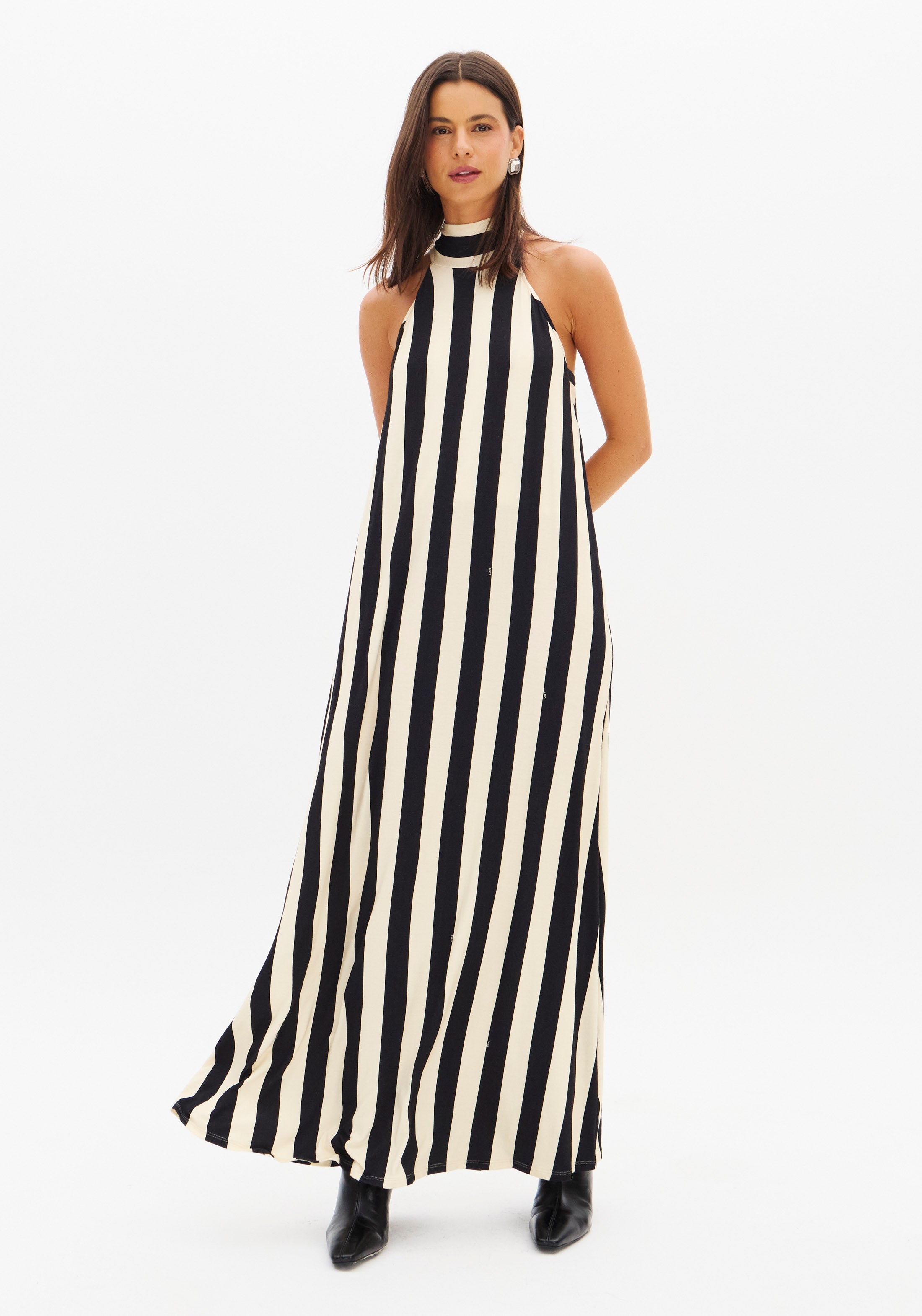 LP White Striped Midi Dress