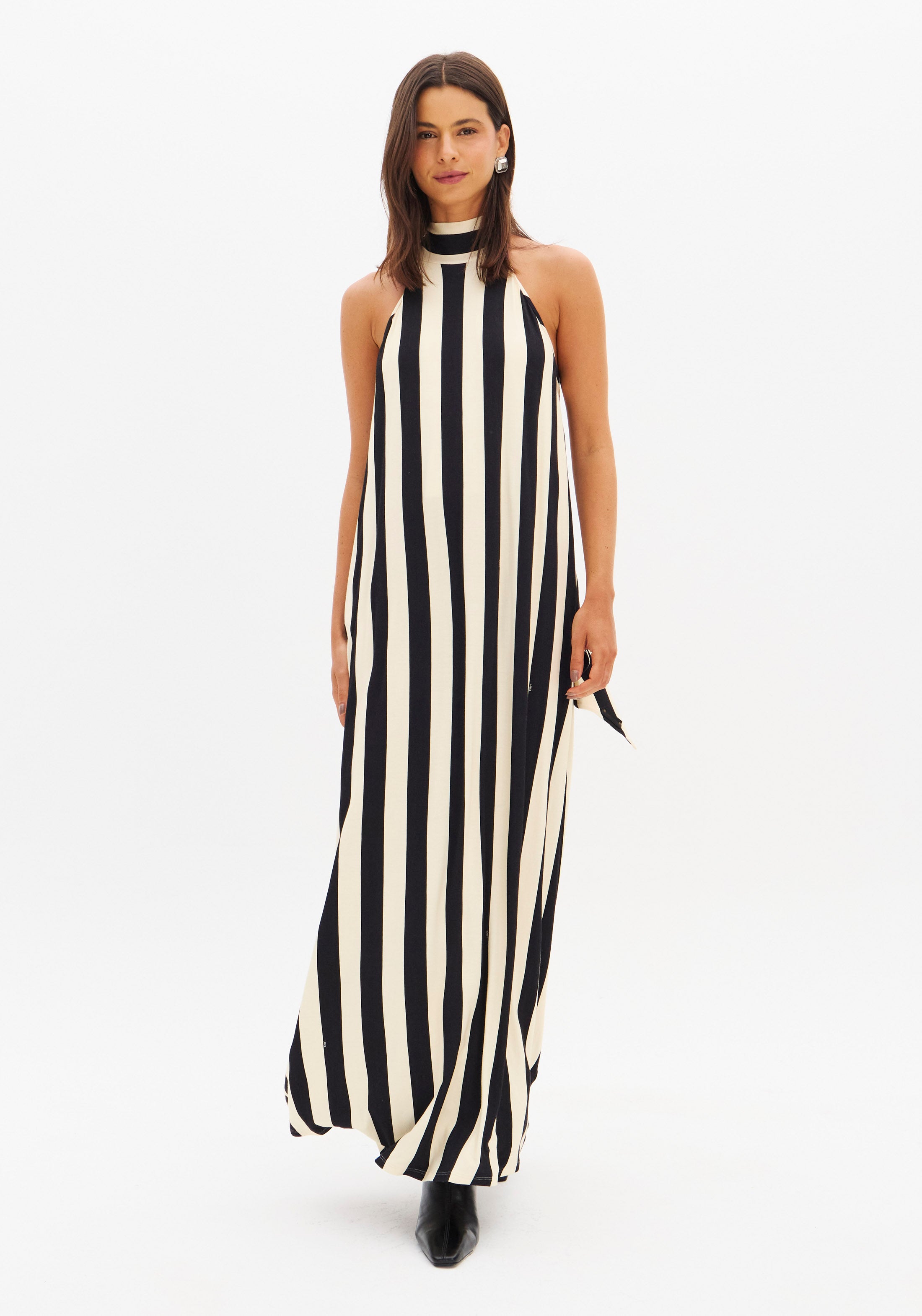 LP White Striped Midi Dress