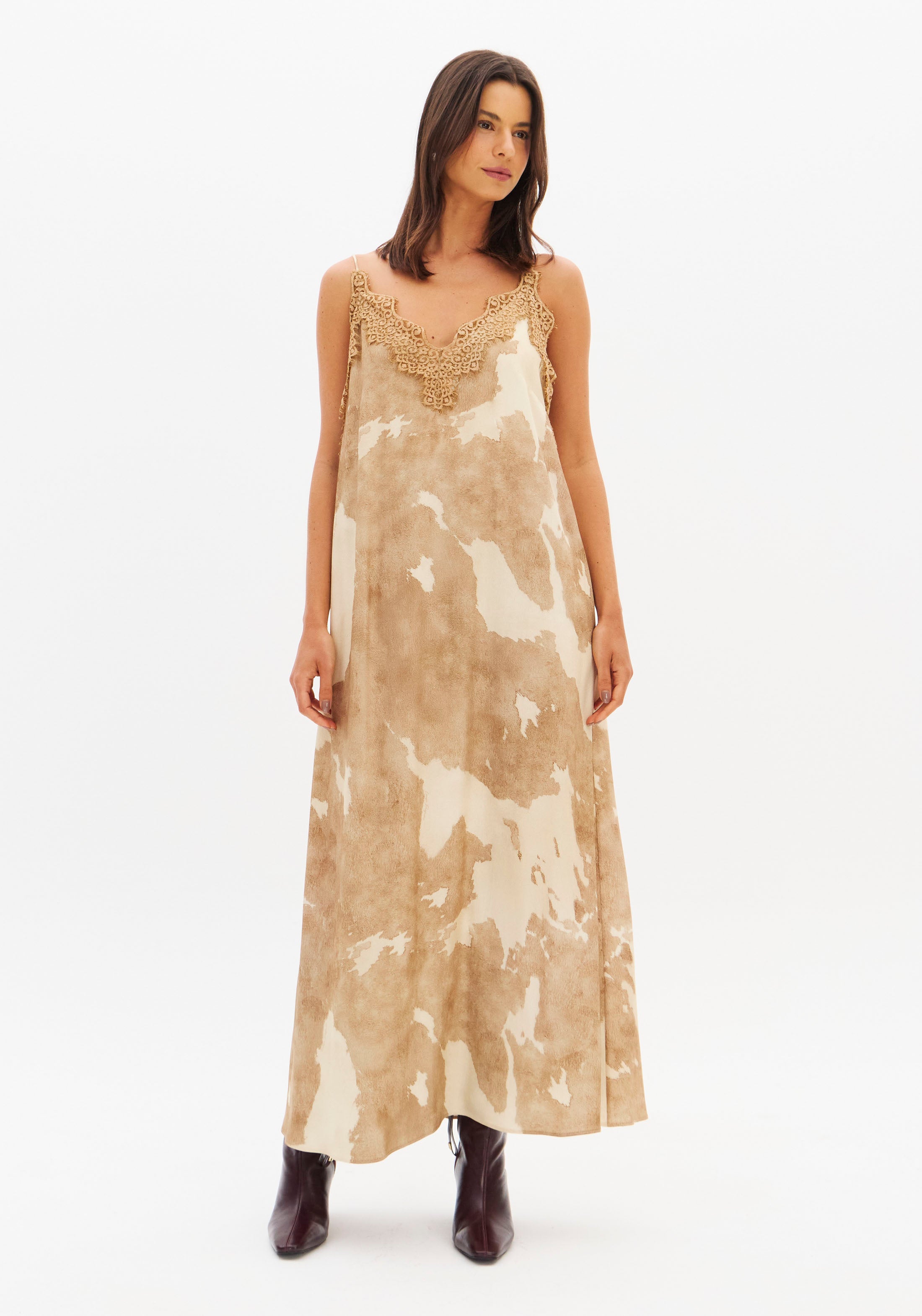 LP Beige Printed Midi Dress