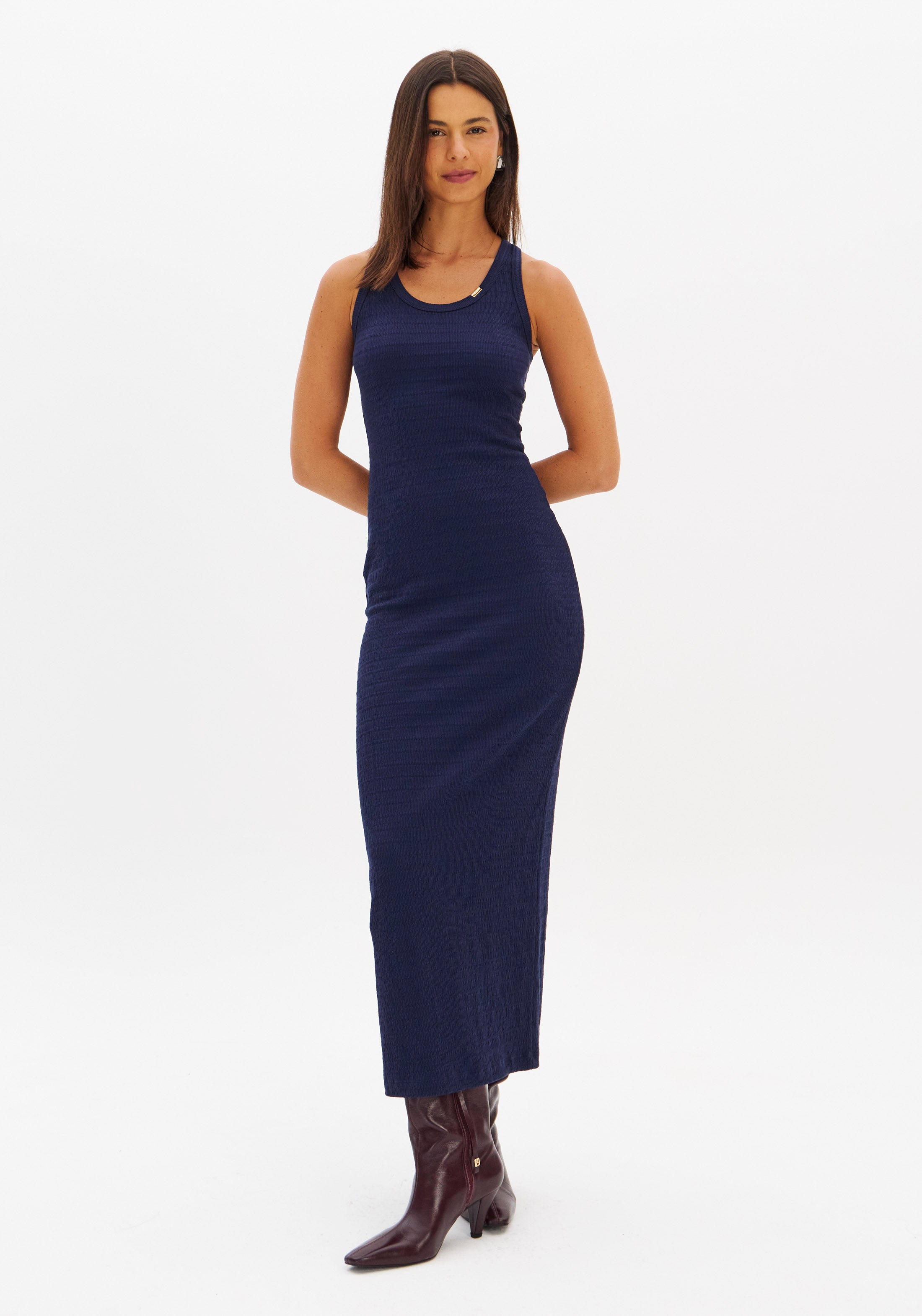 LP Navy Midi Ribbed Dress