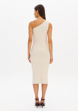 LP Beige One Shoulder Midi Dress