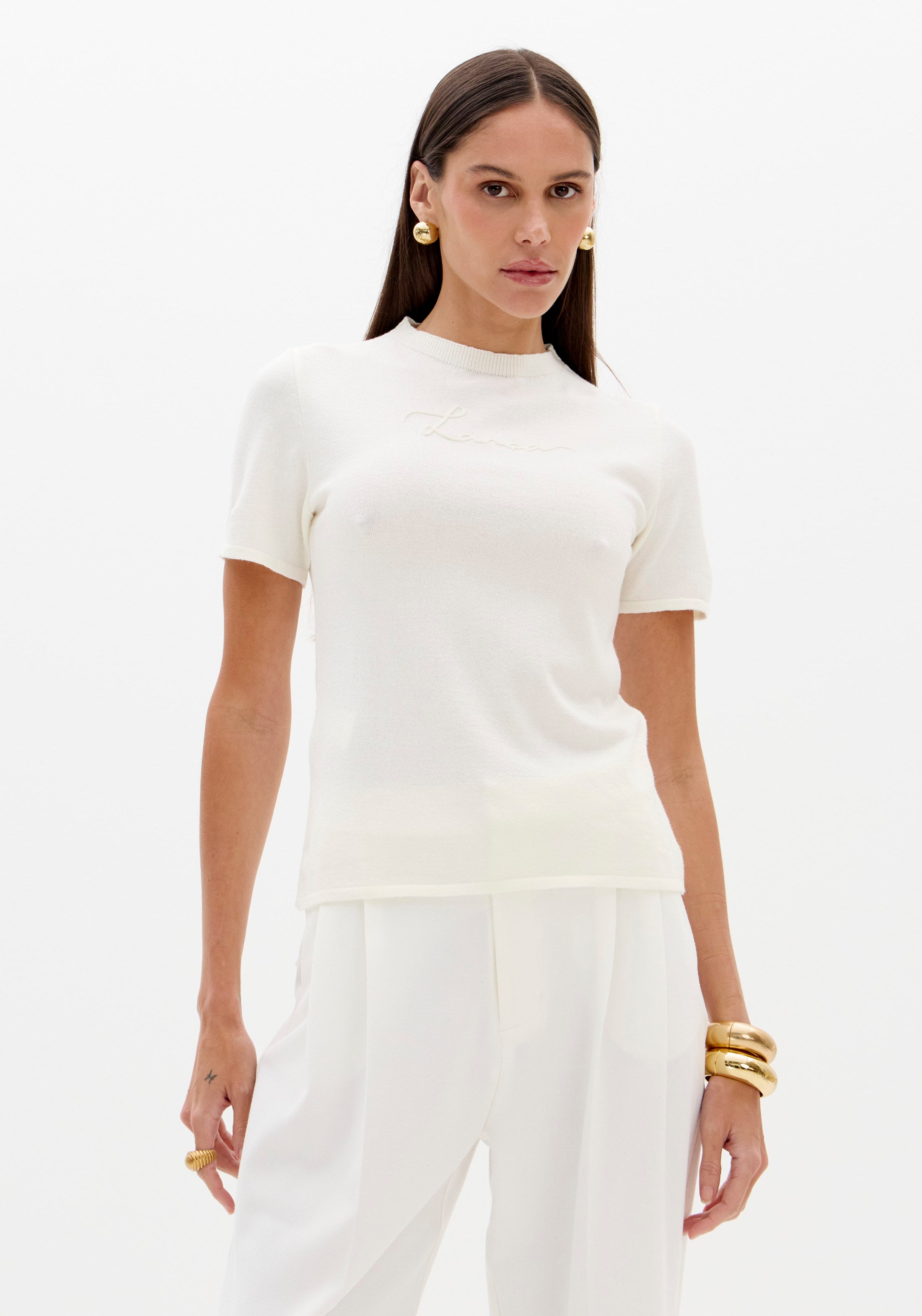 LP White Knitted Blouse
