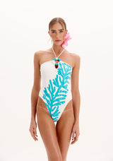 LP White Swimsuit With Blue Coral