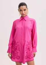 AM Long Pink Shirt with Richelieu Embroidery