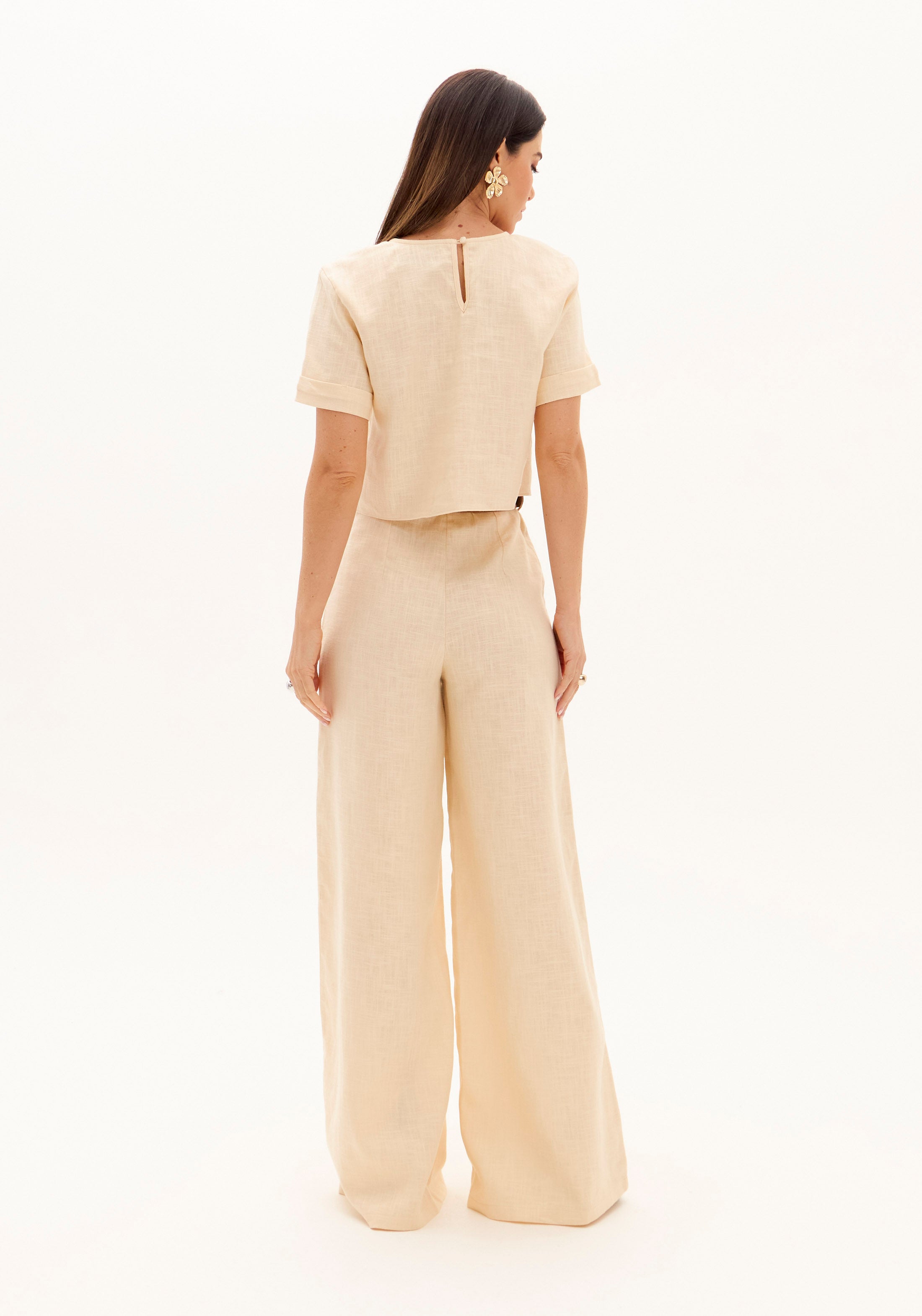 AM White Wide-Leg Pants