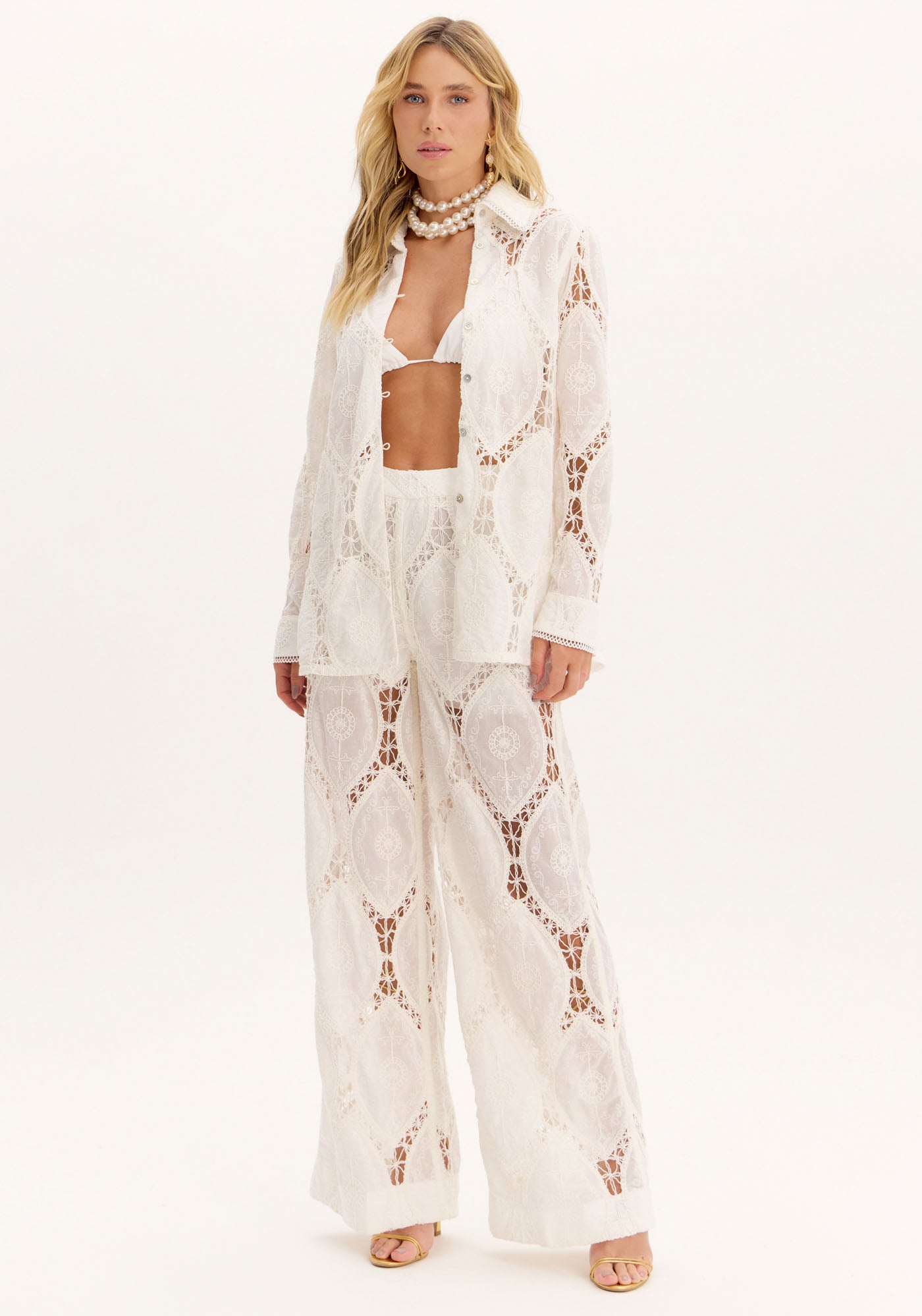 AM White Lace Pants