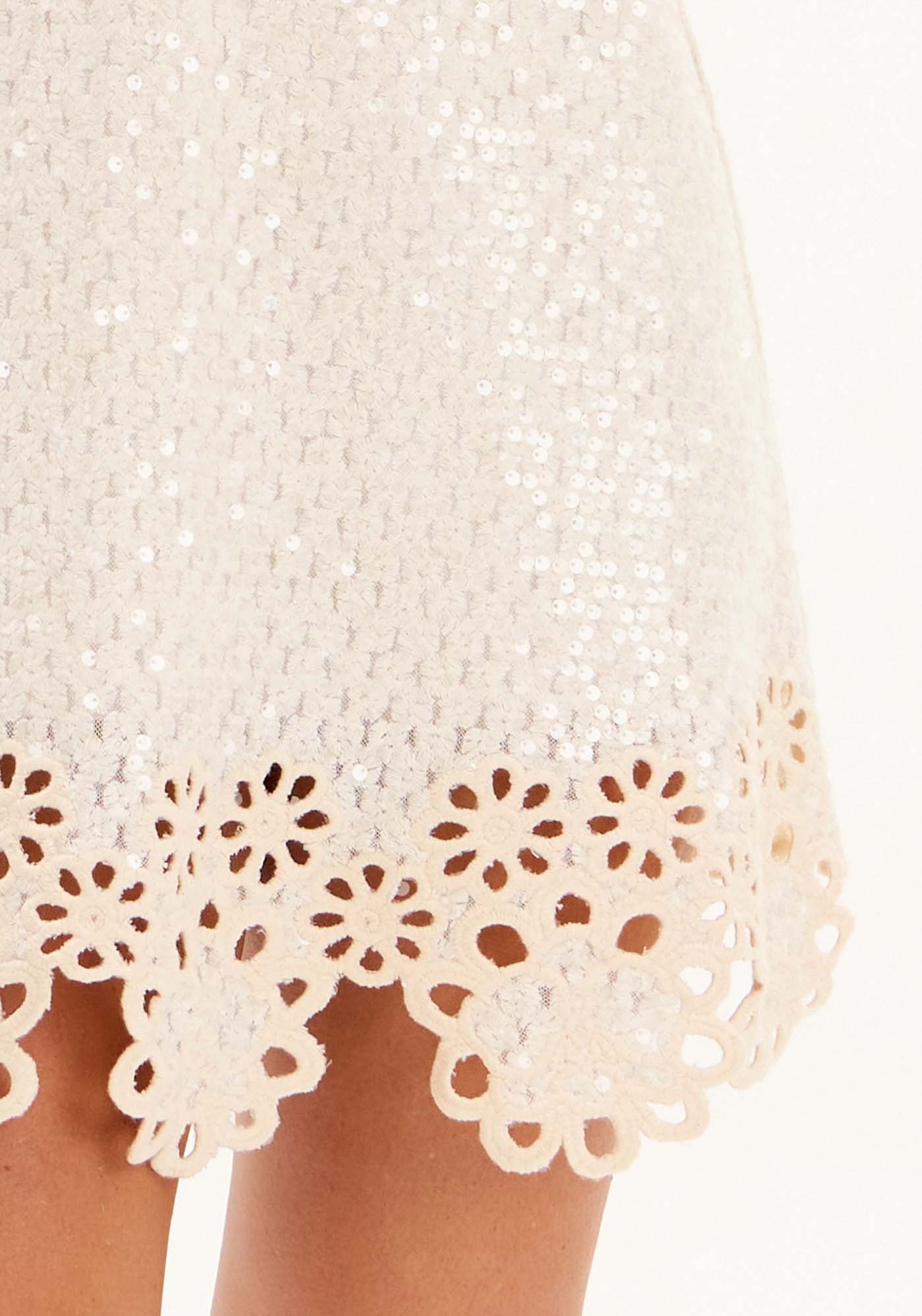 AM White Short Dress with Sequins