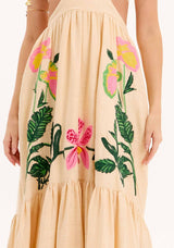 AM Long Embroidered Cut-Out Dress