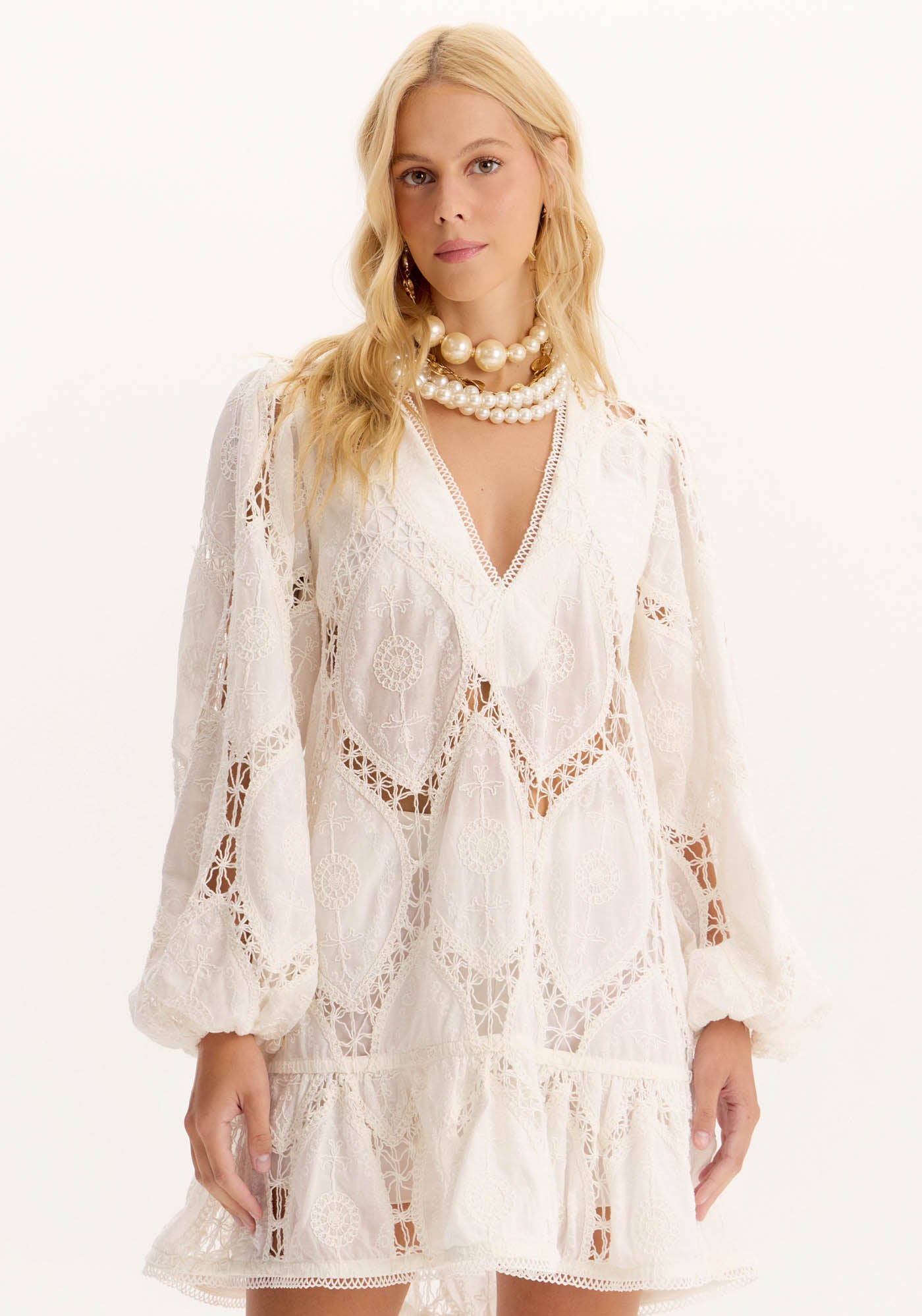 AM White Short Lace Dress