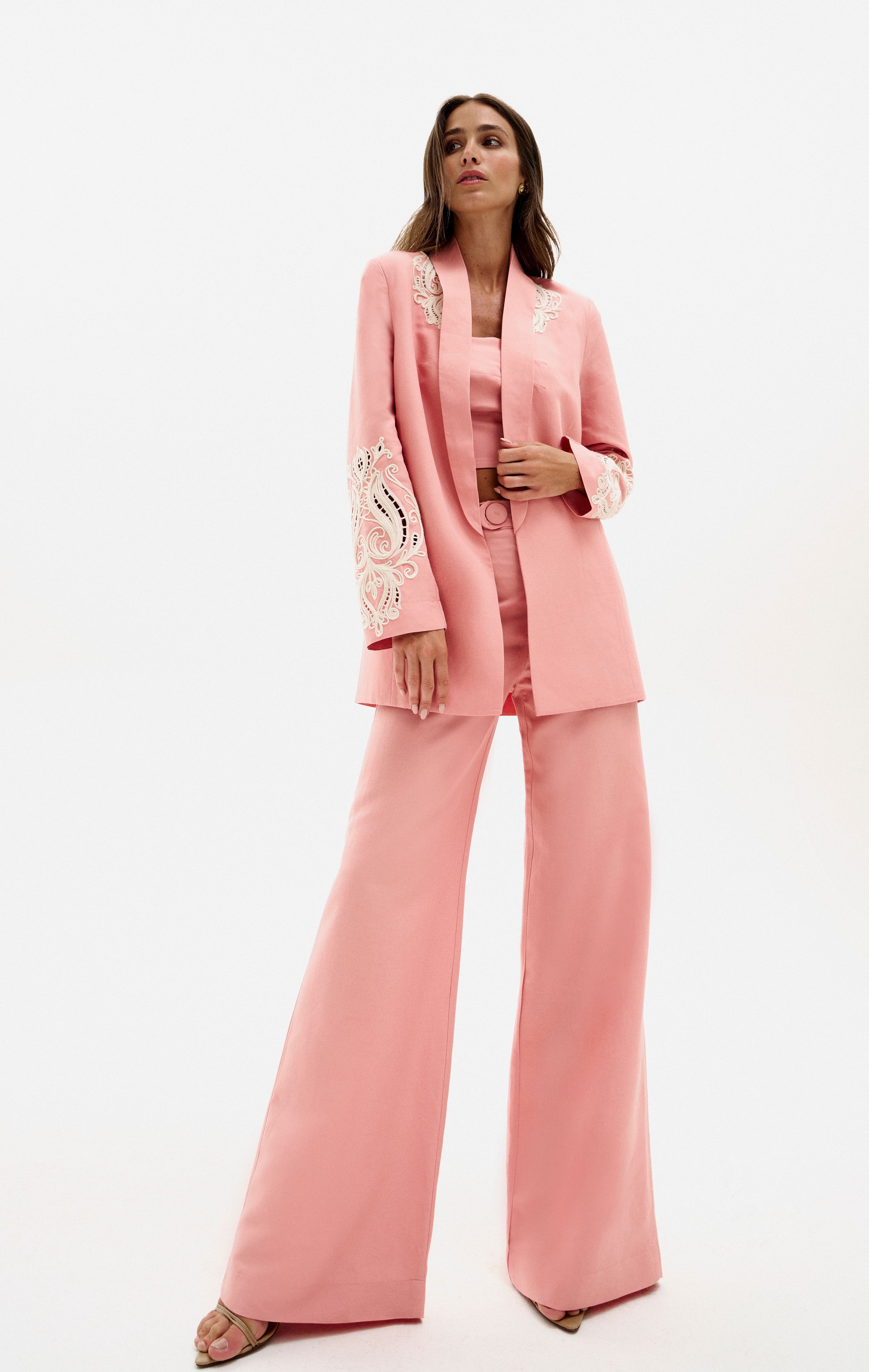 OS Eleonora Embroidered Linen Blazer