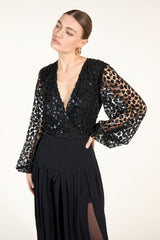 SK Black Long Sleeve Blouse
