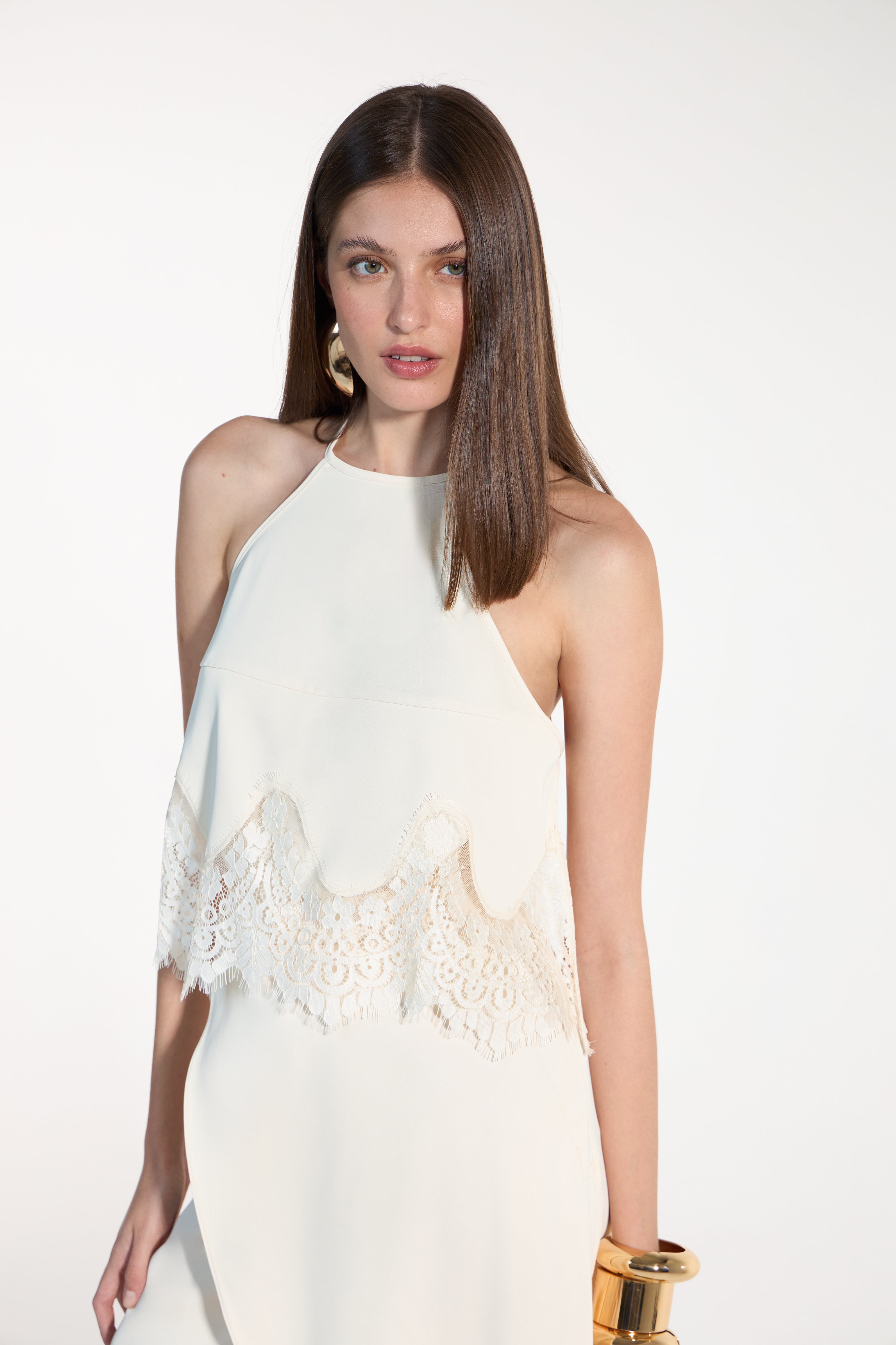 SK Off-White Blouse and Pants Set