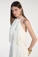 SK Off-White Blouse and Pants Set