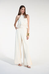 SK Off-White Blouse and Pants Set