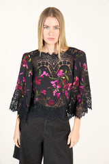 SK Black Floral Blouse