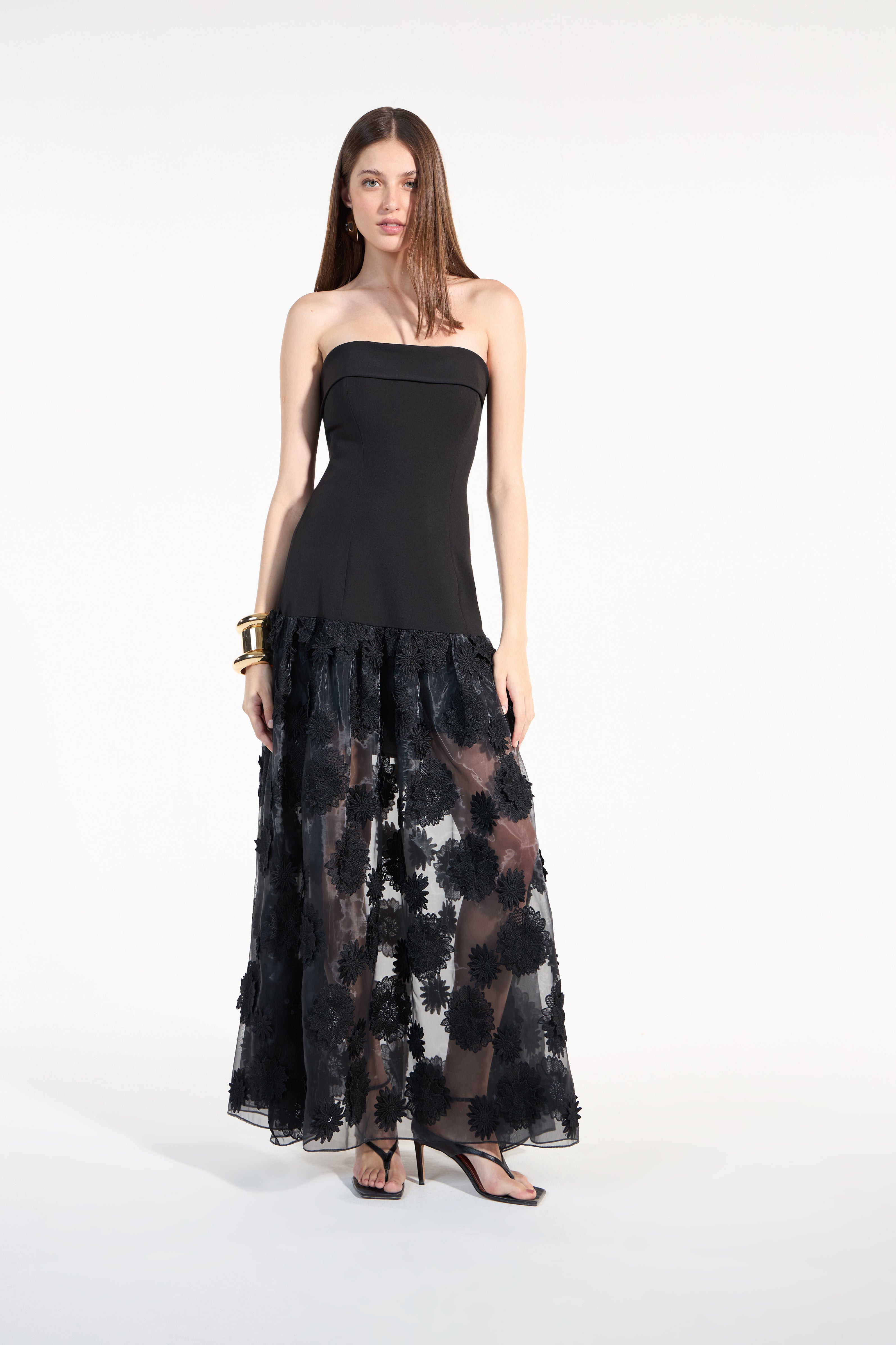 SK Black Strapless Midi Dress
