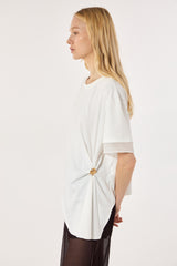 SK White Blouse With a Golden Brooch