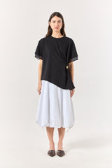 SK Black Blouse With a Golden Brooch