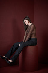 SK Brown Tulle Blouse