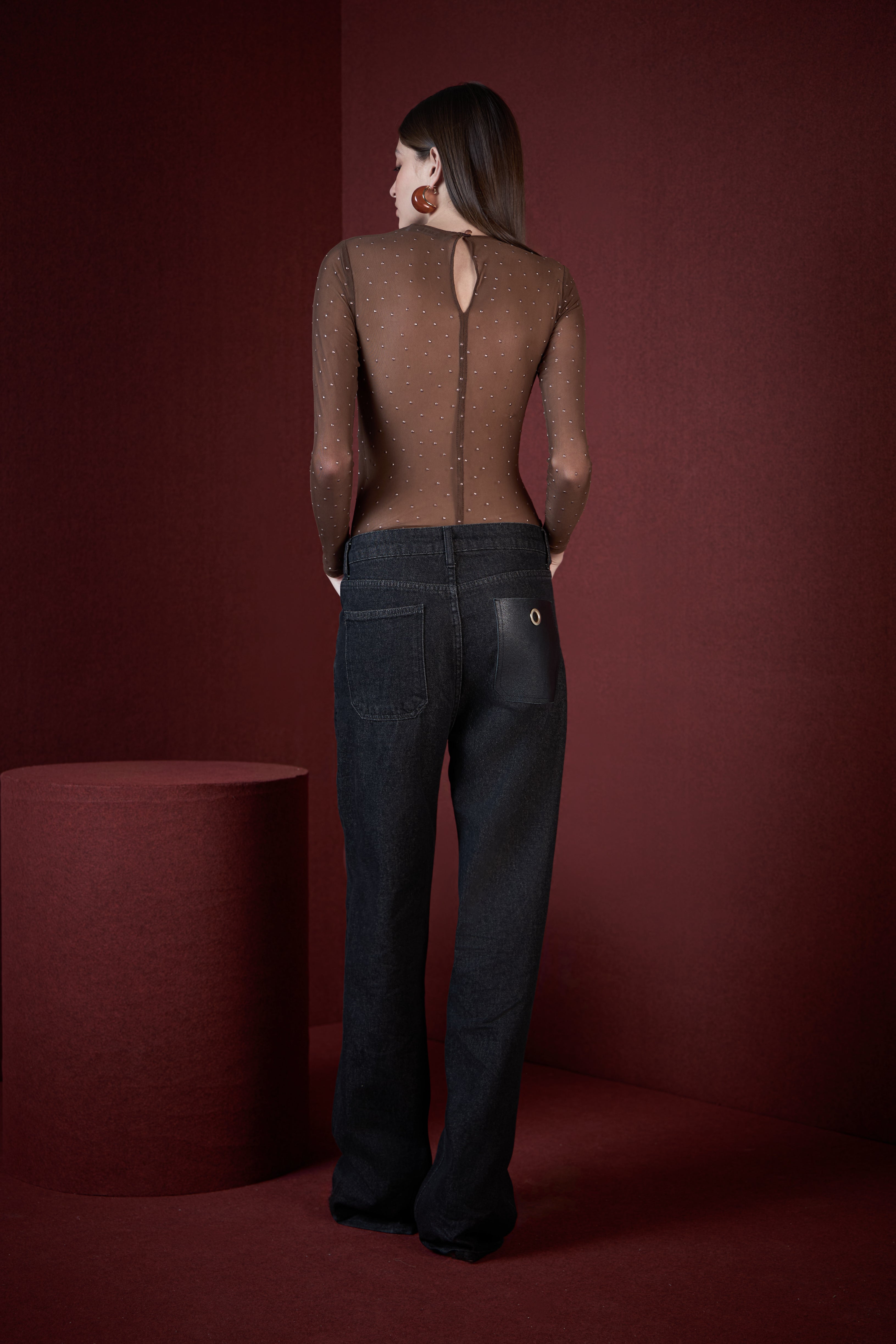 SK Brown Tulle Blouse