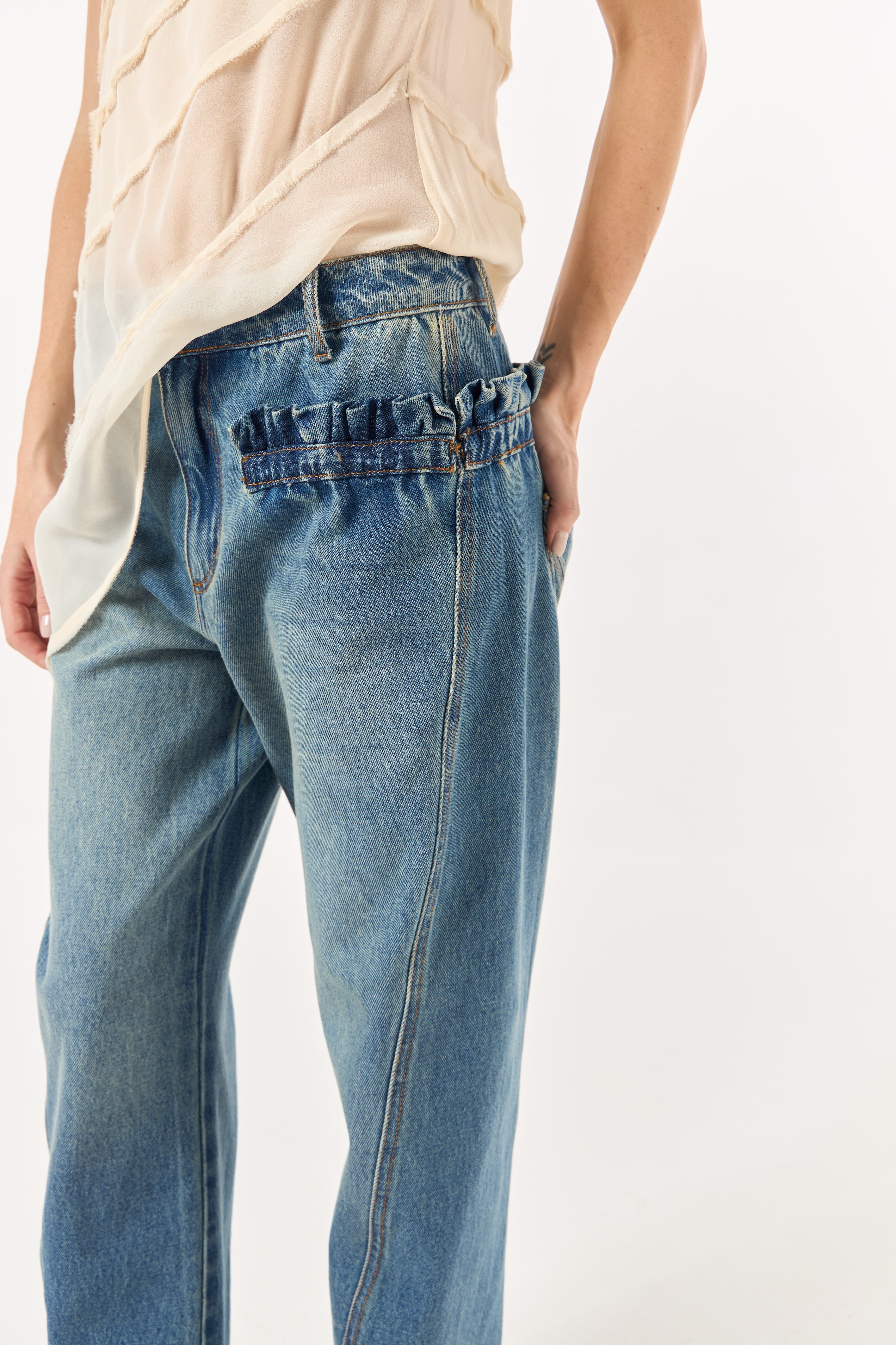 SK Jeans With Ruffled Pockets