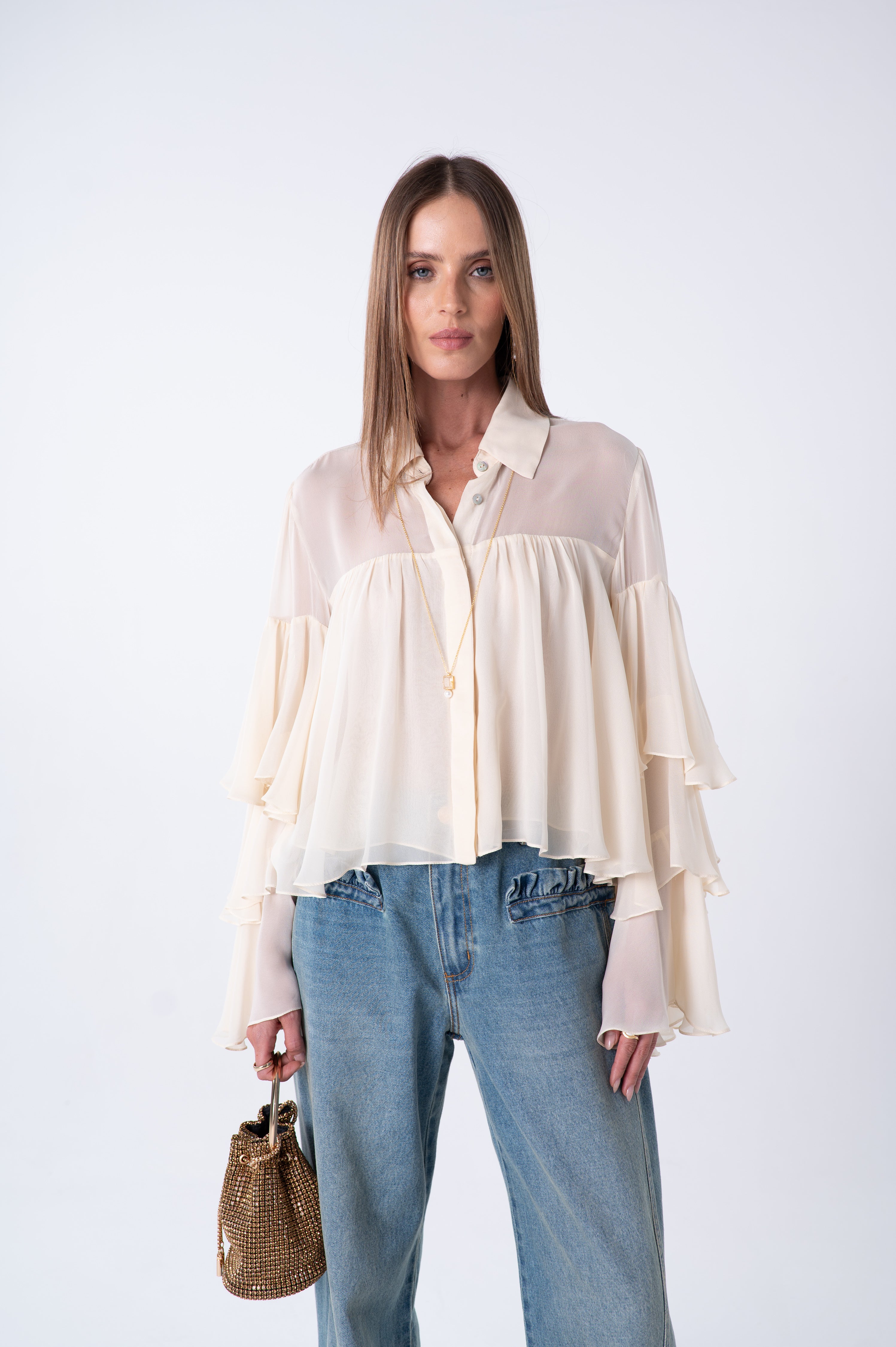 SK Jeans With Ruffled Pockets