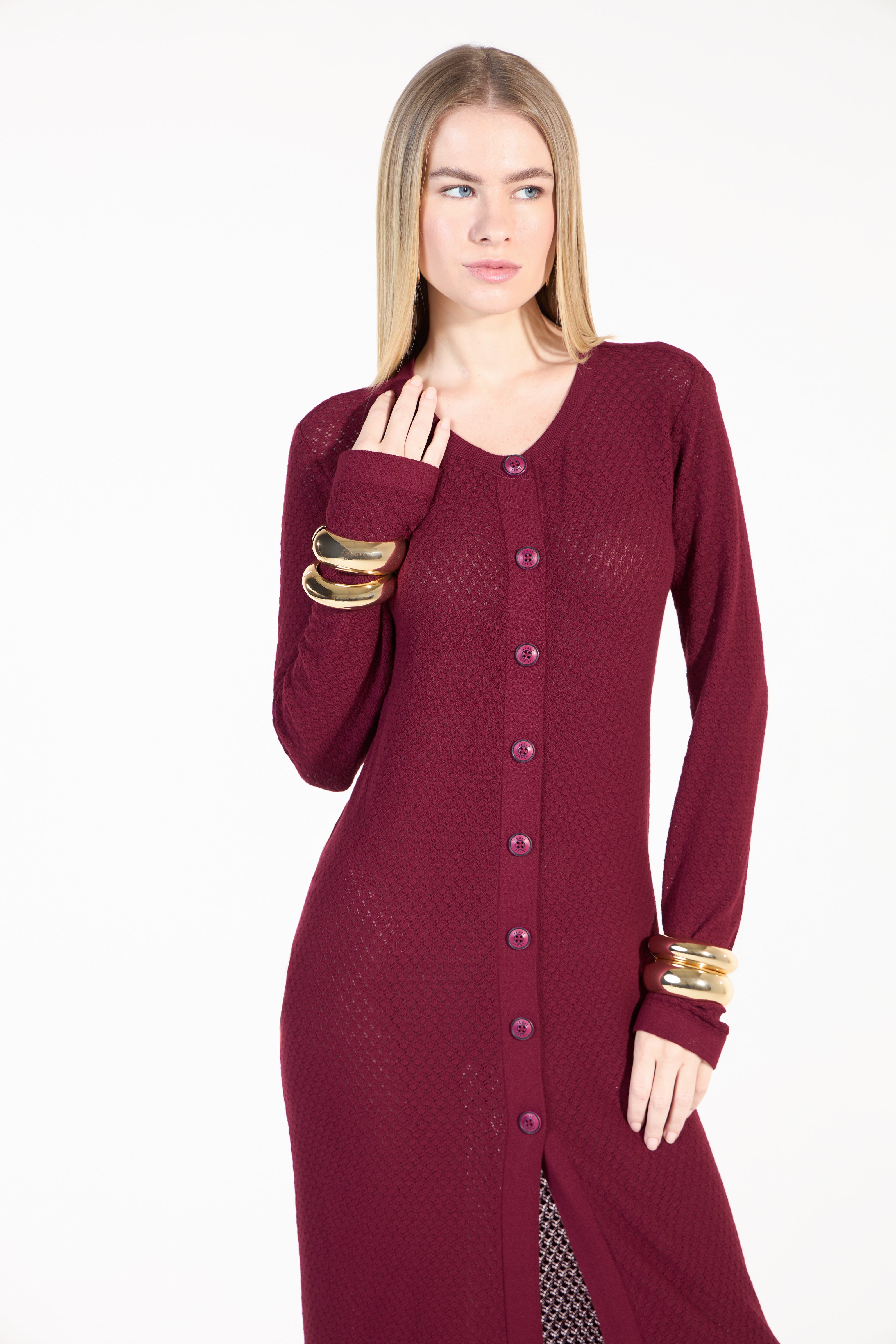 SK Burgundy long cardigan