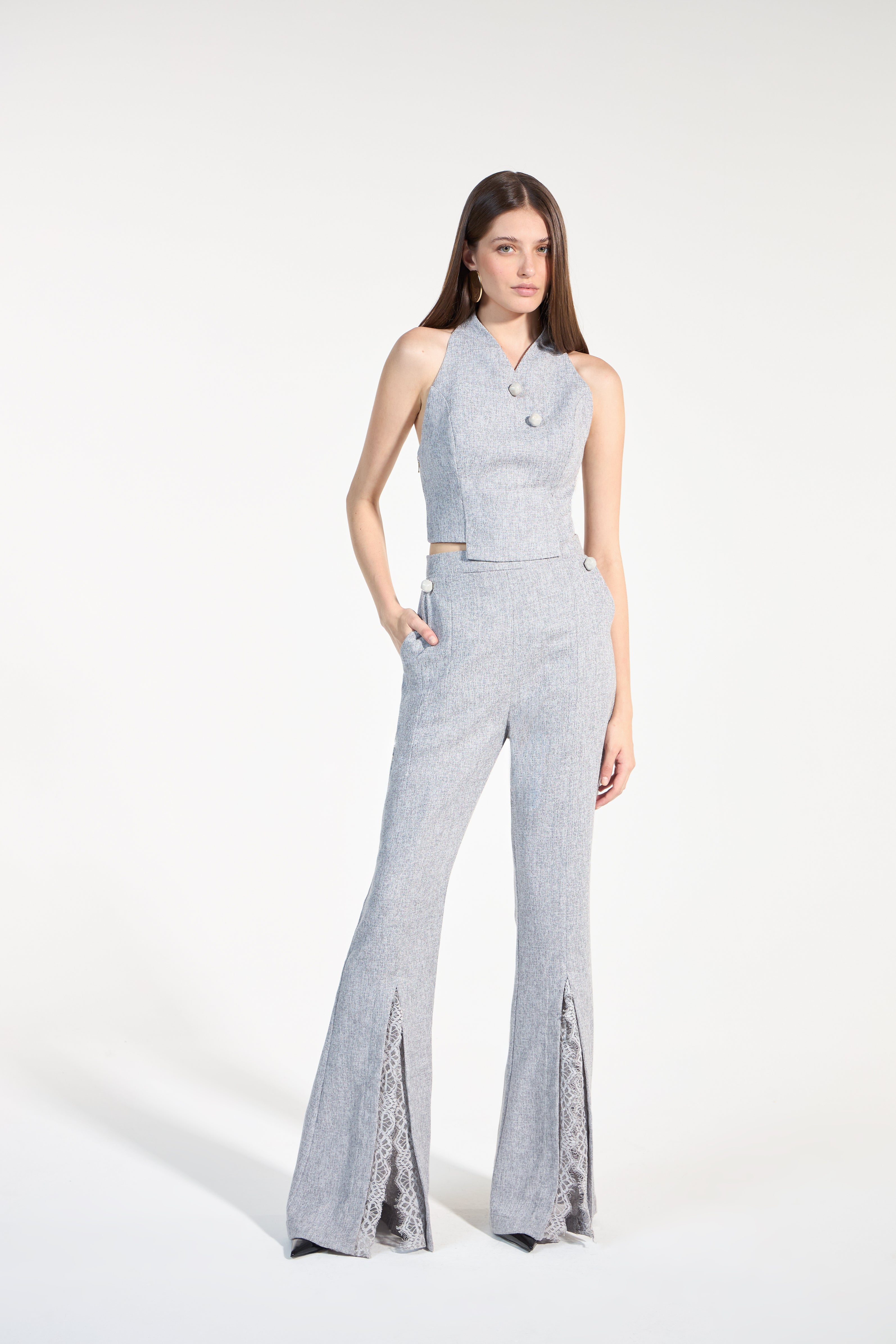 SK Grey Blouse and Pants Set