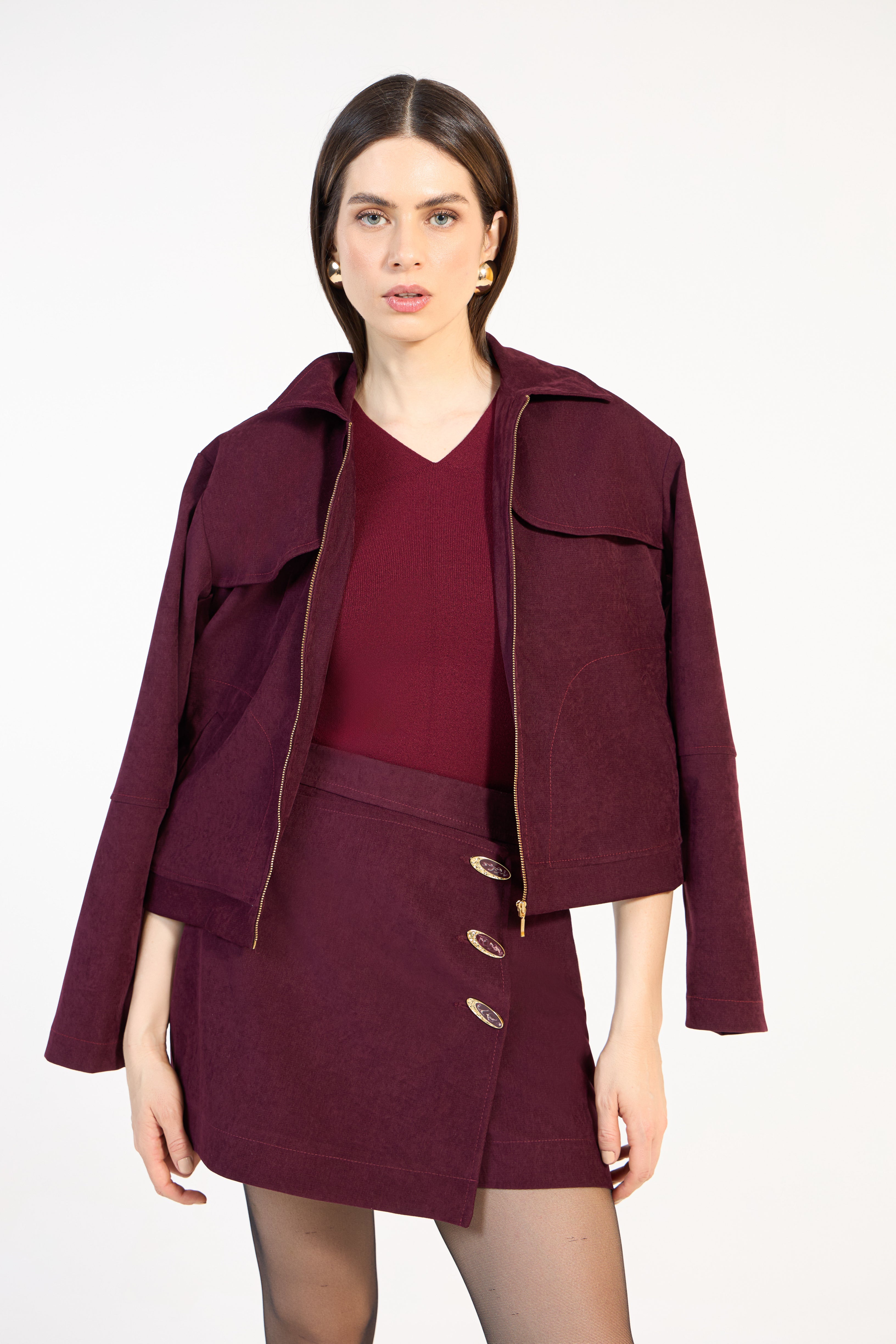 SK Burgundy Blazer Set