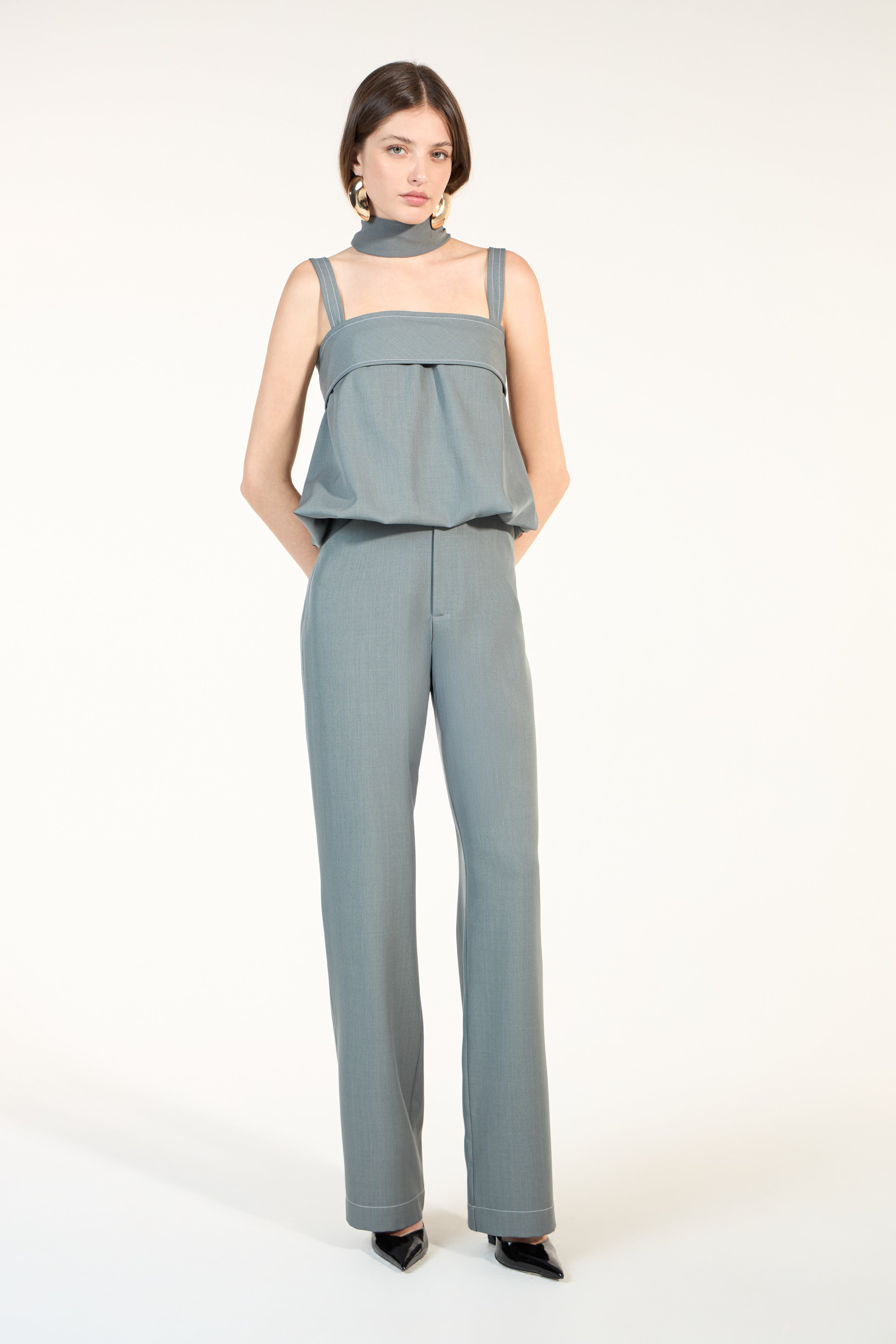 SK Grey Blouse and Pants Set III