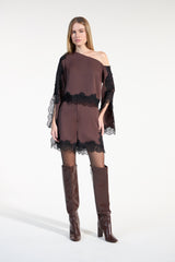 SK Brown Set With Black Lace