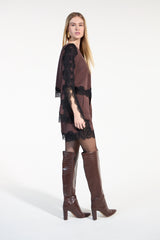 SK Brown Set With Black Lace