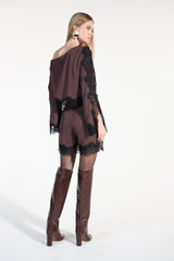 SK Brown Set With Black Lace