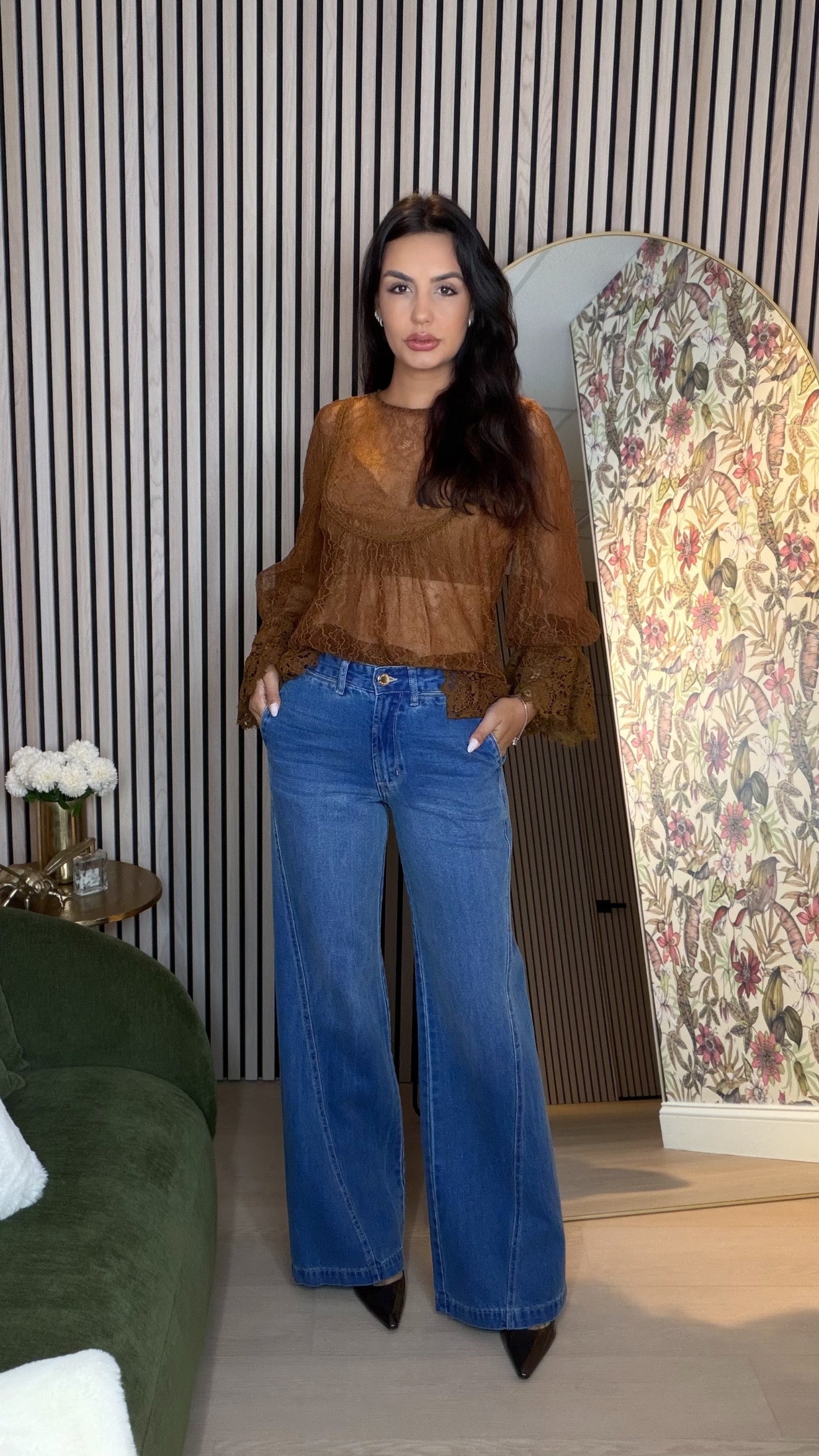 SK Brown Lace Shirt