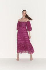 FC Fuchsia Polka Dot Midi Dress