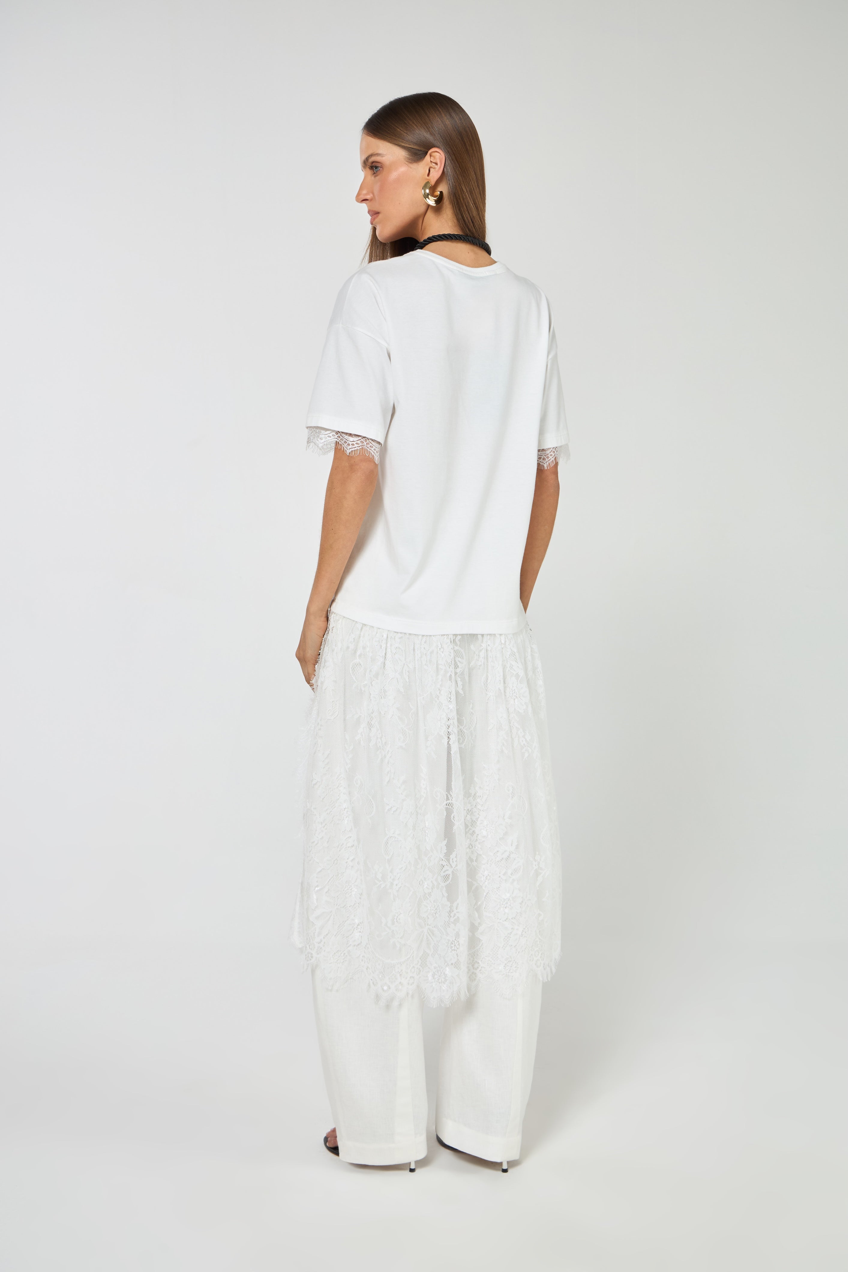 SK White Blouse With Lace
