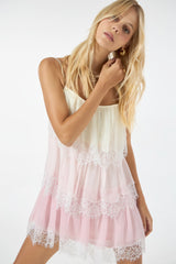 TD Light Pink Lace Short Dress