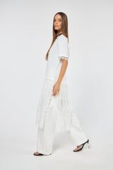 SK White Blouse With Lace