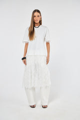 SK White Blouse With Lace