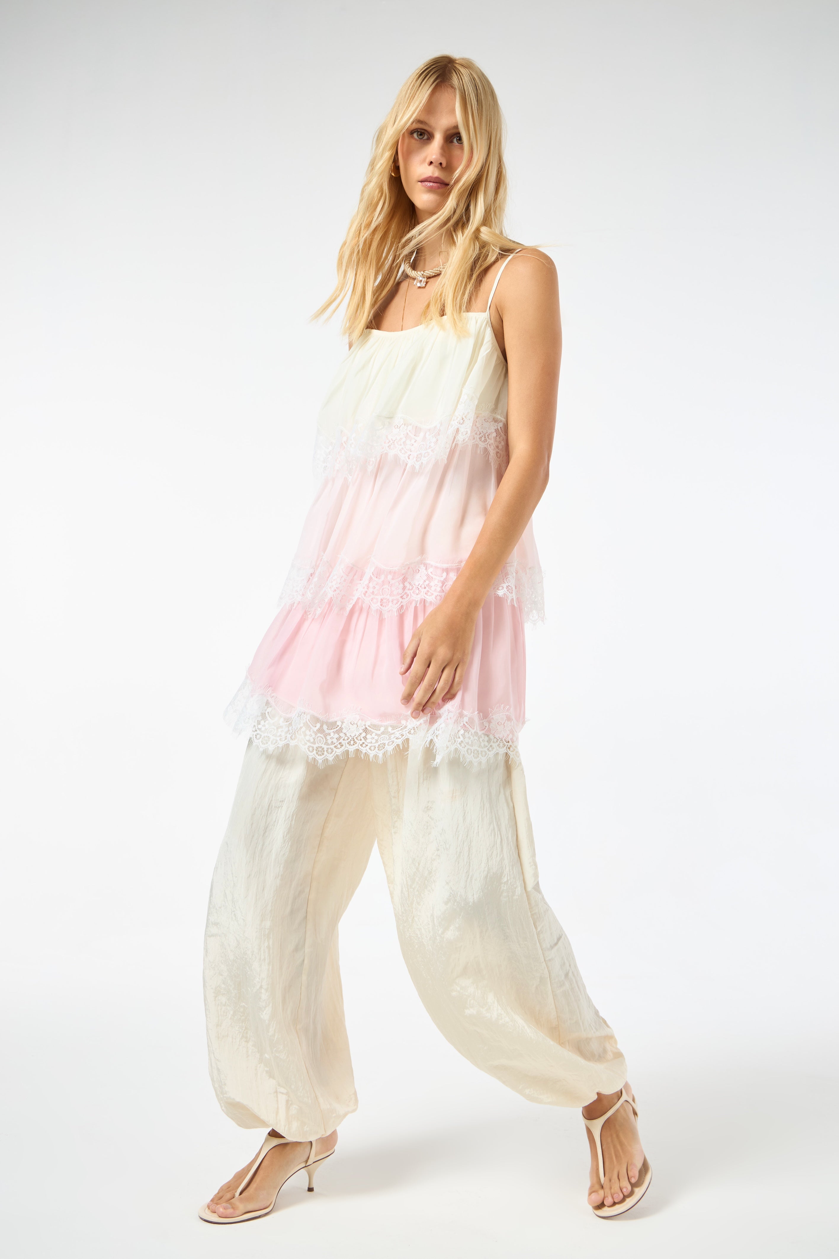 TD Light Pink Lace Short Dress