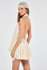 SK Off-white Lace Shorts Set