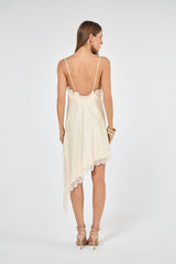 SK Off-white Short Asymmetric Dress