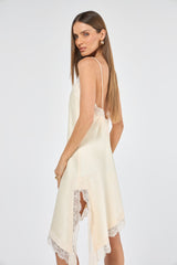 SK Off-white Short Asymmetric Dress